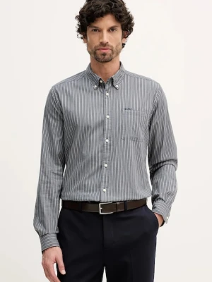 Barbour koszula Longfield męska kolor granatowy regular z kołnierzykiem button-down MSH5707