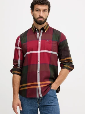 Barbour koszula męska bawełniana DUNOON bordowy