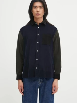 Barbour koszula sztruksowa Patchwork OS Cord Shirt męska kolor granatowy regular z kołnierzykiem klasycznym MSH5688MI32