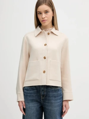 Barbour koszula z dodatkiem wełny Ashdon damska kolor beżowy regular z kołnierzykiem klasycznym LOS0082