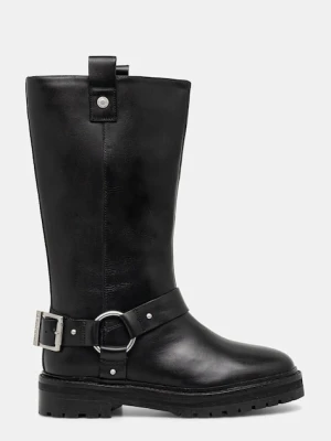 Barbour kozaki skórzane Freya damskie kolor czarny na płaskim obcasie LFO0779BK91