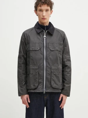 Barbour kurtka Barbour Re-Engineered Short Bedale Wax Jacket kolor szary przejściowa MWX2446