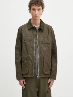 Barbour kurtka Barbour Re-Engineered Short Bedale Wax Jacket kolor zielony przejściowa MWX2446