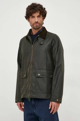 Barbour kurtka bawełniana Short Bedale Wax Jacket kolor zielony przejściowa MWX2205