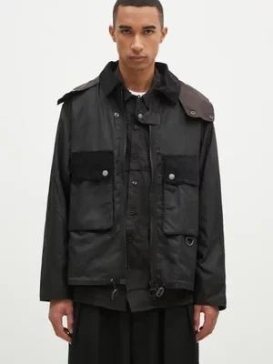 Barbour kurtka bawełniana Re-Engineered Spey Wax Jacket kolor czarny przejściowa MWX2341