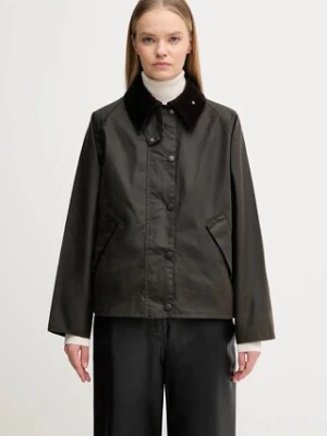 Barbour kurtka bawełniana Transport Wax Jacket kolor zielony przejściowa LWX1410OL71