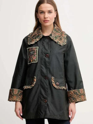 Barbour kurtka bawełniana x Farm Rio kolor zielony przejściowa oversize LWX1504