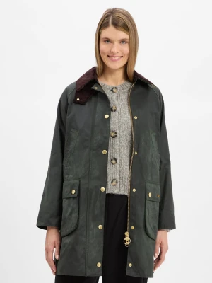 Barbour Kurtka damska - Long Beadnell Kobiety Bawełna zielony jednolity,
