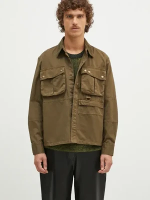 Barbour kurtka koszulowa Oakmoor OS Twill Overshirt kolor zielony przejściowa MOS0380