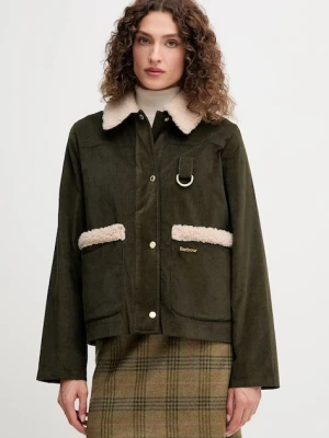 Barbour kurtka sztruksowa TABITHA kolor zielony przejściowa oversize LCA0366