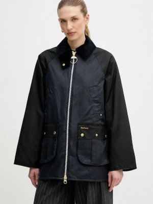 Barbour kurtka woskowana Kettlewell kolor granatowy przejściowa oversize LWX1519