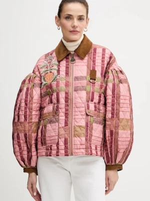 Barbour kurtka x Farm Rio kolor różowy przejściowa oversize LQU1871