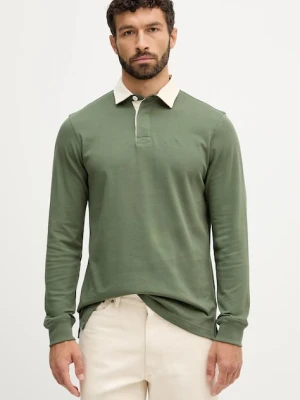 Barbour longsleeve bawełniany HOWTOWN kolor zielony gładki MML1337