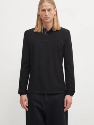 Barbour longsleeve bawełniany kolor czarny gładki