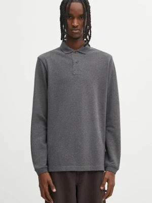 Barbour longsleeve bawełniany kolor szary gładki