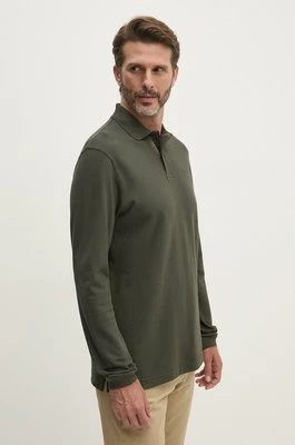 Barbour longsleeve bawełniany kolor zielony gładki