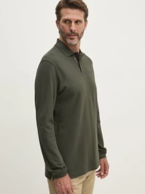 Barbour longsleeve bawełniany kolor zielony gładki