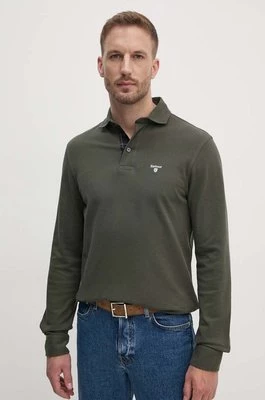 Barbour longsleeve bawełniany kolor zielony gładki MML1333