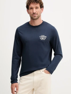Barbour longsleeve bawełniany męskie kolor granatowy z nadrukiem MTS1471