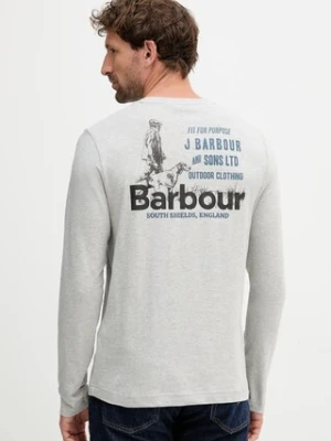 Barbour longsleeve bawełniany męskie kolor szary z nadrukiem MTS1471
