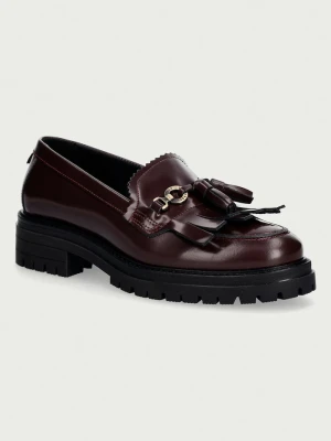 Barbour mokasyny damskie skórzane Ava bordowy