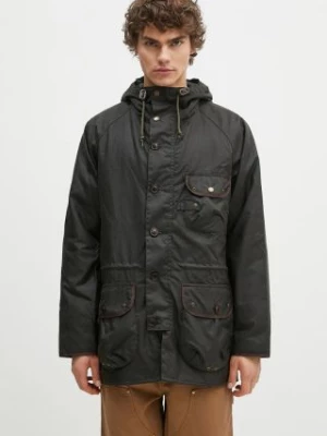 Barbour parka woskowana Field Wax Parka kolor zielony przejściowa MWX2349