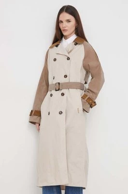 Barbour płaszcz bawełniany Ingleby kolor beżowy przejściowy dwurzędowy LSP0150
