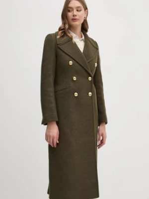 Barbour płaszcz wełniany Reva Wool Military Coat kolor zielony przejściowy dwurzędowy LWO0234