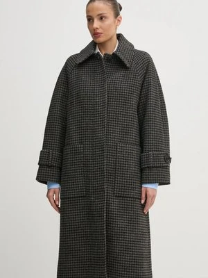 Barbour płaszcz wełniany Veronica Wool Car Coat kolor szary przejściowy oversize LWO0238