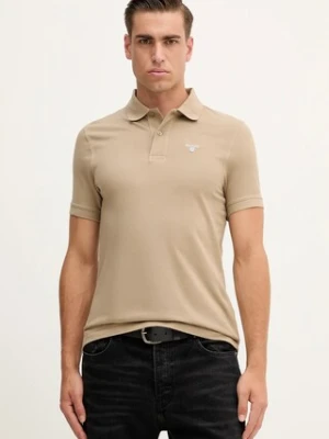 Barbour polo bawełniane ESSENTIALS kolor beżowy gładki MML0358