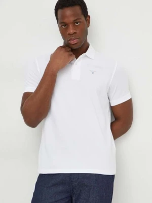 Barbour polo bawełniane kolor biały gładki MML0358