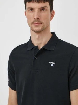 Barbour polo bawełniane kolor czarny gładki MML0358