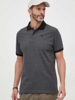 Barbour polo bawełniane kolor czarny gładki MML0628