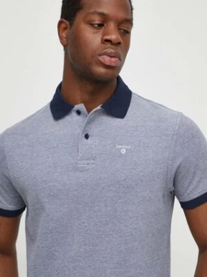 Barbour polo bawełniane kolor granatowy gładki MML0628