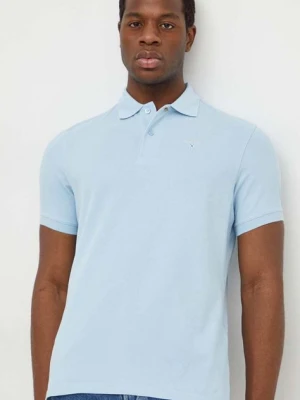 Barbour polo bawełniane kolor niebieski gładki MML0358