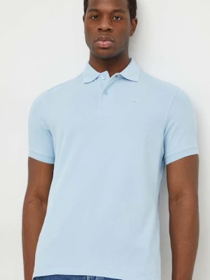 Barbour polo bawełniane kolor niebieski gładki MML0358
