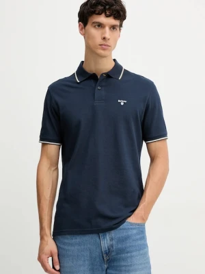 Barbour polo bawełniane męski kolor granatowy z aplikacją MML1499