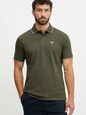 Barbour polo bawełniane męski kolor zielony z aplikacją MML1499