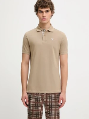 Barbour polo bawełniane Tartan Pique Polo kolor beżowy z aplikacją MML0012