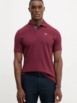 Barbour polo bawełniane Tartan Pique Polo kolor bordowy z aplikacją MML0012