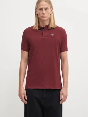 Barbour polo bawełniane Tartan Pique Polo kolor bordowy z aplikacją MML0012