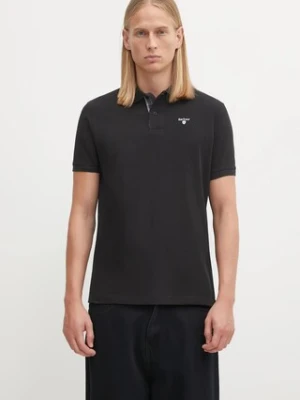 Barbour polo bawełniane Tartan Pique Polo kolor czarny z aplikacją MML0012