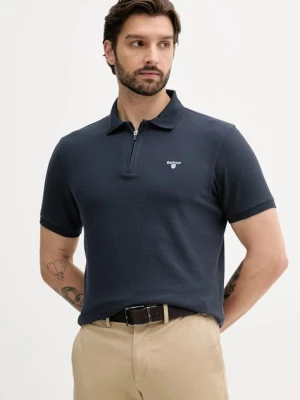 Barbour polo bawełniane WADWORTH męski kolor granatowy gładki MML1398