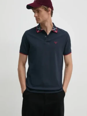 Barbour polo męski kolor granatowy gładki MML1416