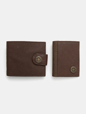 Barbour portfel i etui na karty skórzane męski kolor brązowy MGS0102