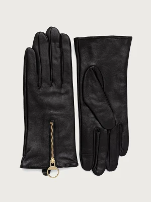 Barbour rękawiczki damskie skórzane czarny