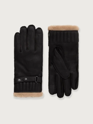 Barbour rękawiczki męskie skórzane brązowy