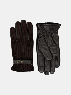 Barbour rękawiczki skórzane brązowy