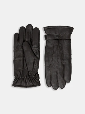 Barbour rękawiczki skórzane brązowy