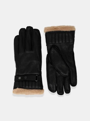 Barbour rękawiczki skórzane czarny